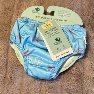 NWT Green Sprouts Eco Reusable Swim Diaper in Seashell Starfish Print